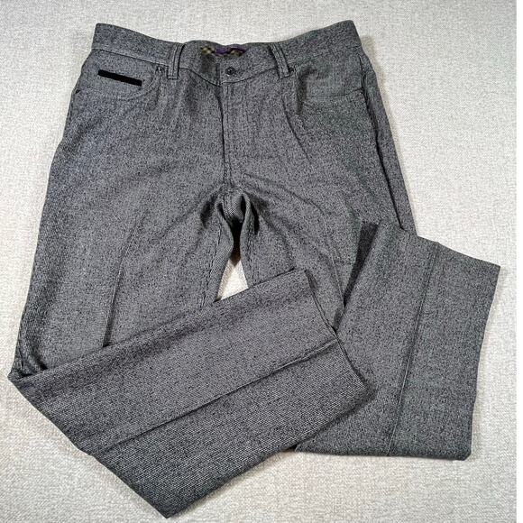 Hitltl Men’s 36/38 Gray Mini Check 100% Wool Flat Front Tailored Dress Pants - Picture 1 of 9